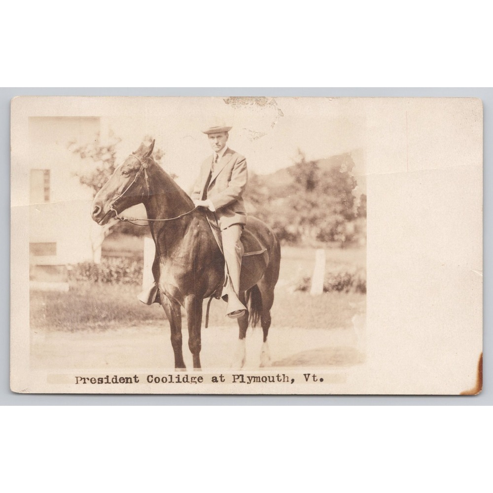 President Calvin Coolidge at Plymouth Vermont Vintage RPPC Postcard Photograph‎